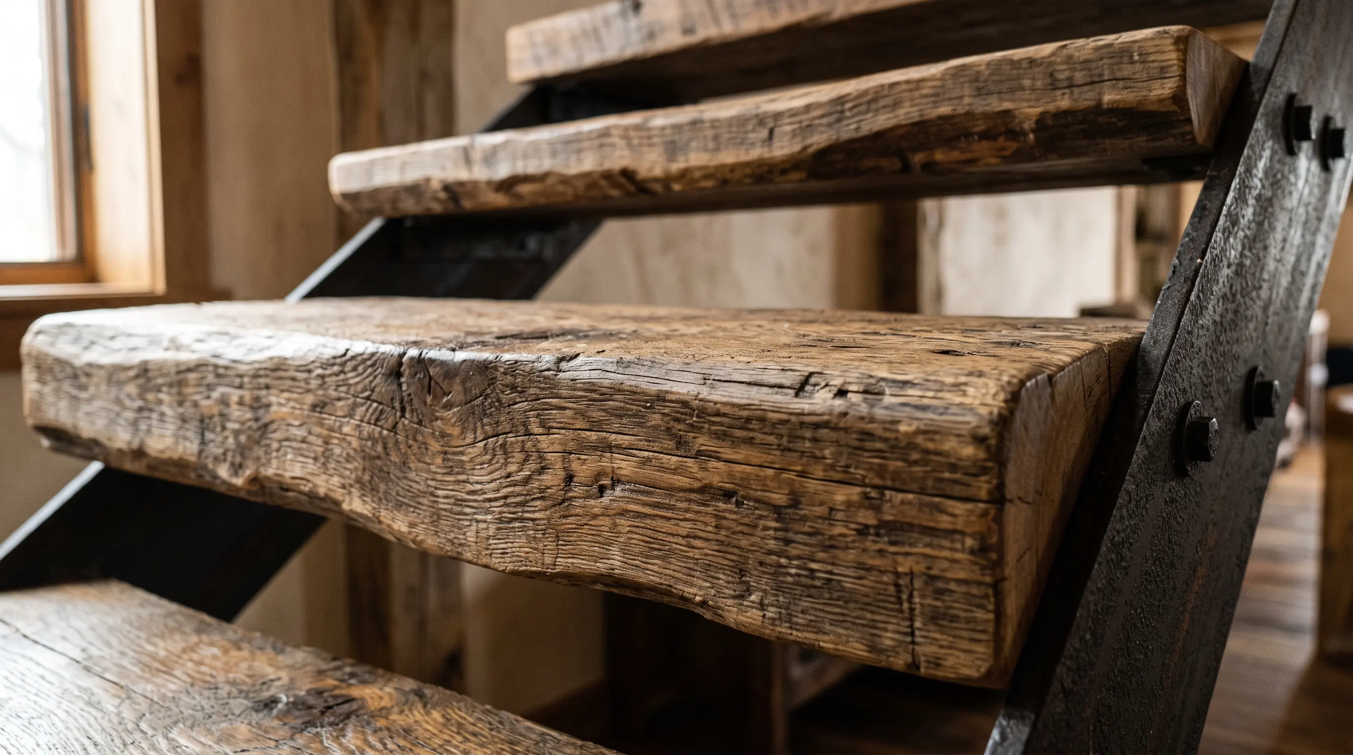 Reclaimed Wood Live Edge Stair Treads