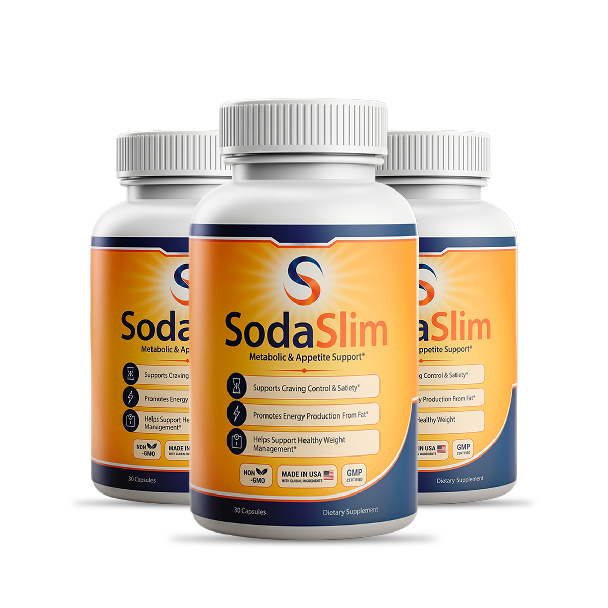 SodaSlim metabolic support capsule bottles
