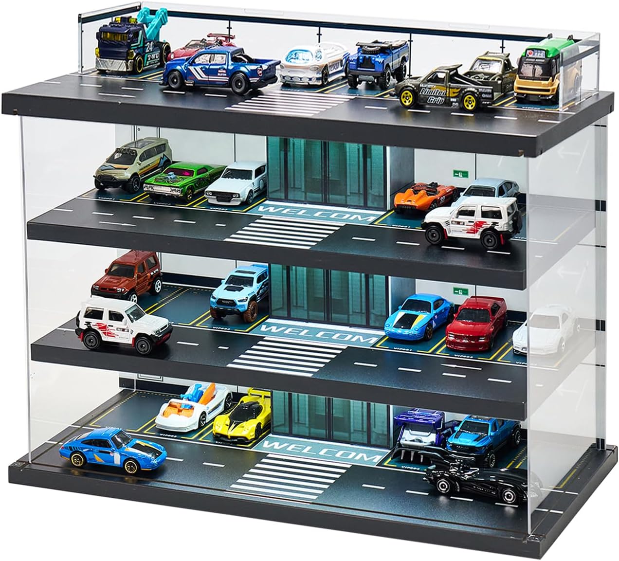 Hot Wheels Display Case ホットウィール 収納ケース Display Case for Hot Wheels Garage & Matchbox Cars with LED Light