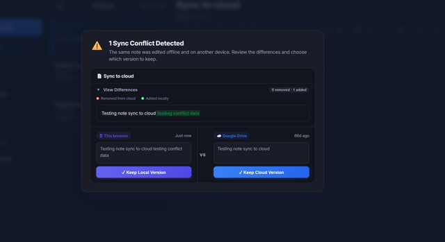 ownsyncnote conflict