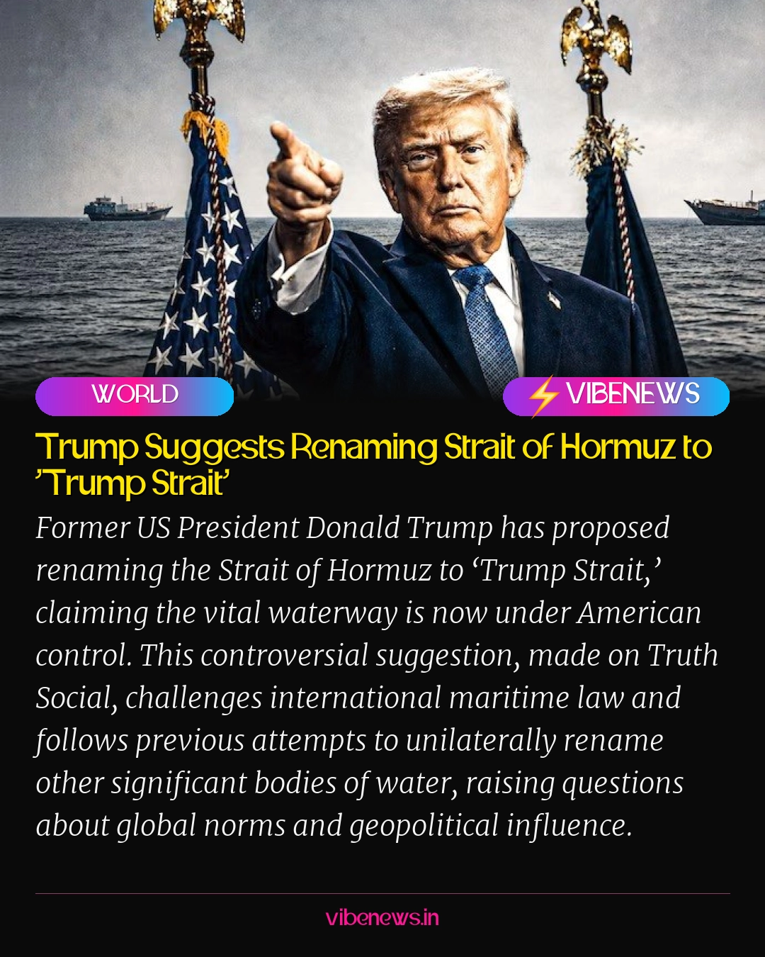 Trump Suggests Renaming Strait of Hormuz to ‘Trump Strait’