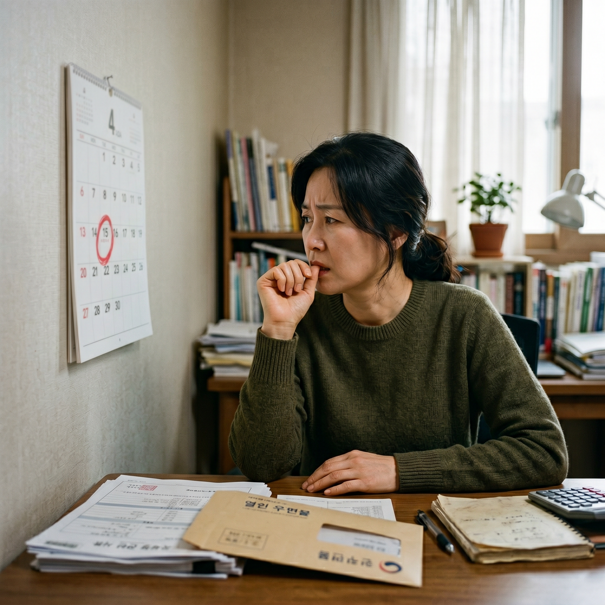 근로장려금 신청 기한을 놓쳐 걱정하는 모습 — 기한 후 신청 제도로 구제 가능