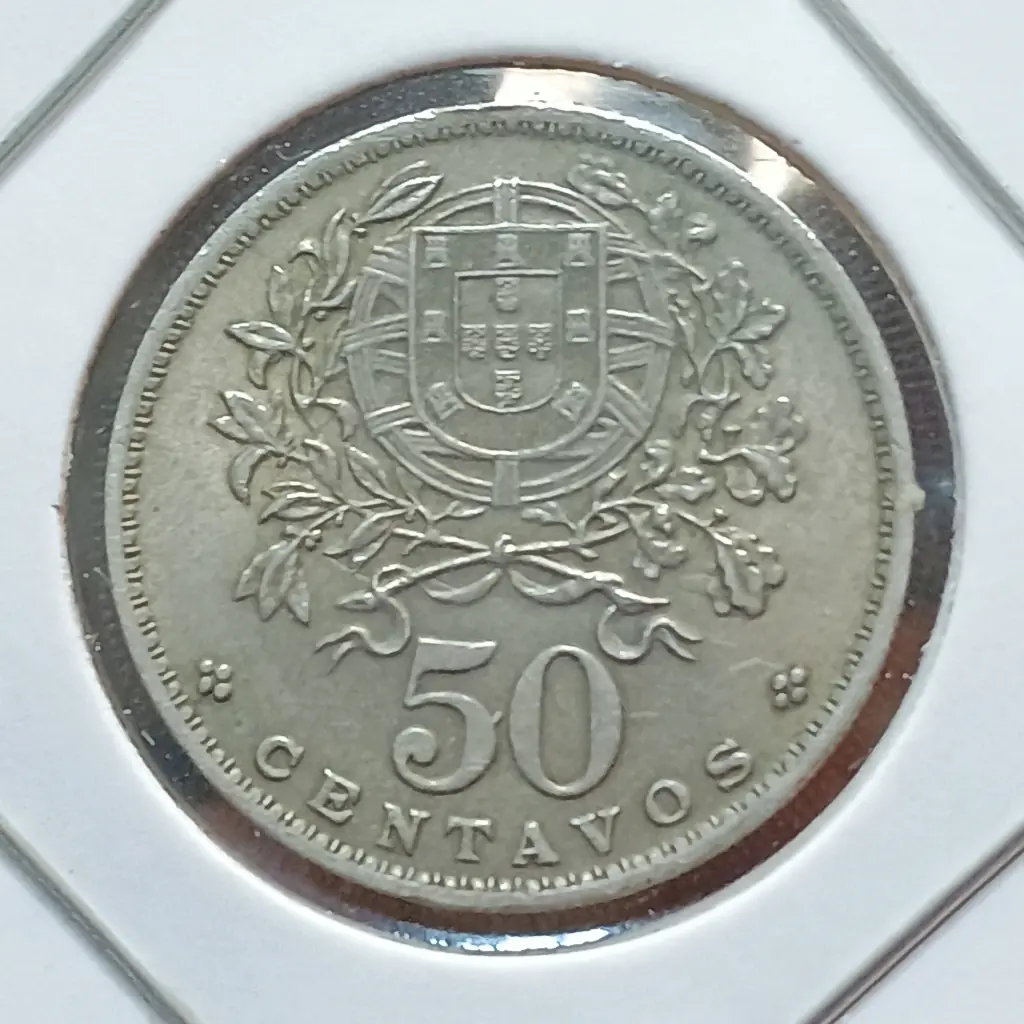 Moeda de Portugal 50 Centavos 1959 Alpaca KM 577 – Soberba - Foto 2