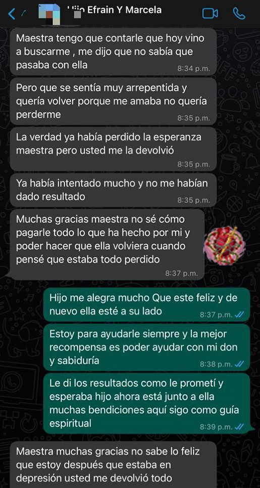 Testimonio de cliente por WhatsApp 2