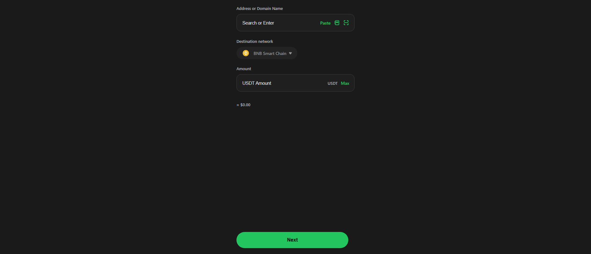 Primary capture · send-usdtbep20.com