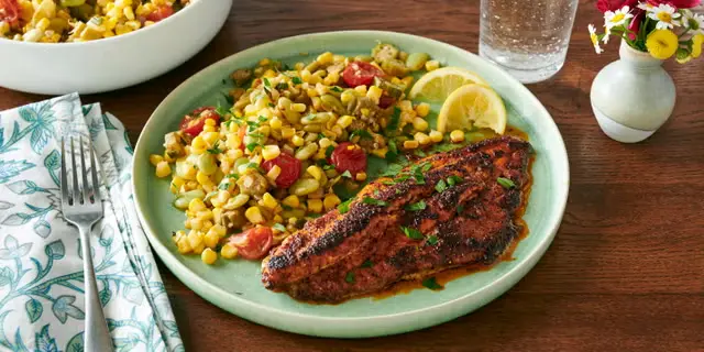 Blackened Catfish with Succotash