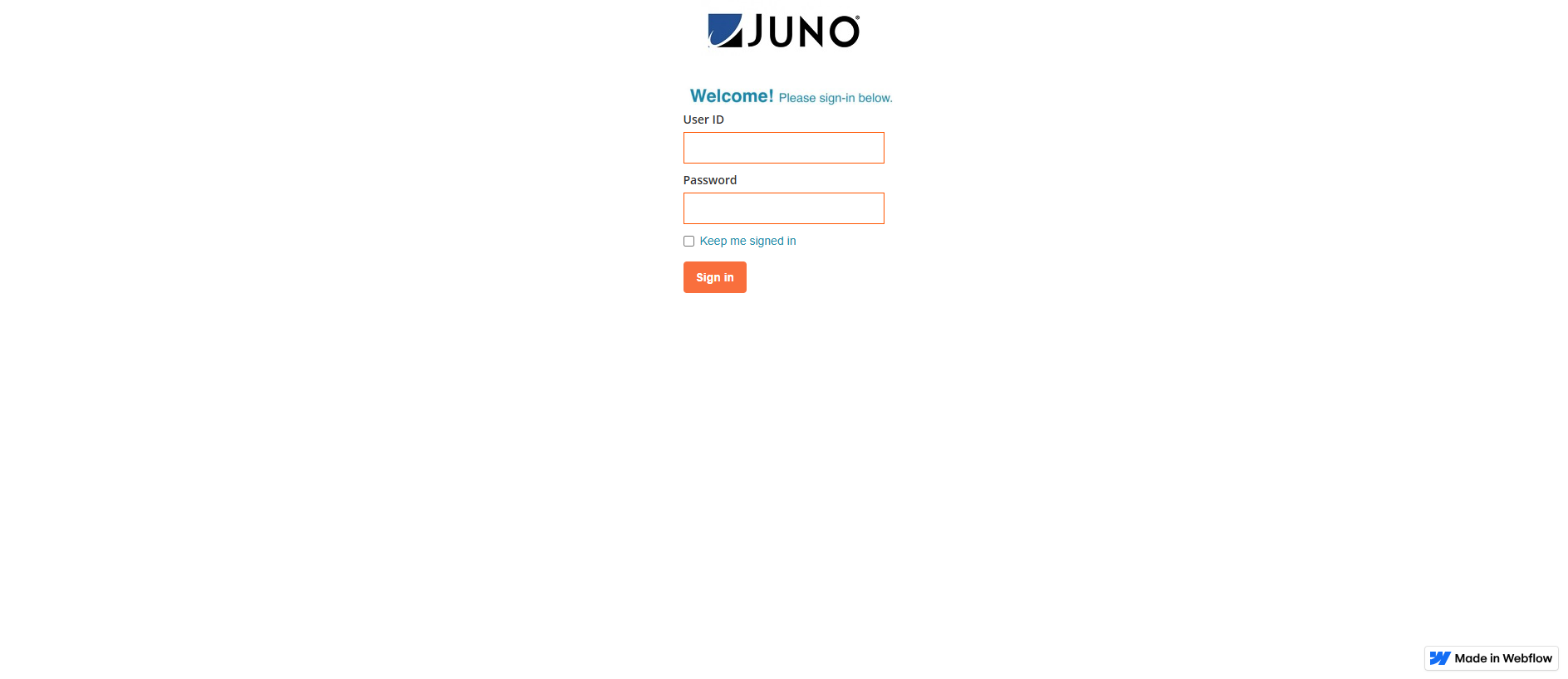 Stored capture of juno-member-information-update-97ea6f.webflow.io