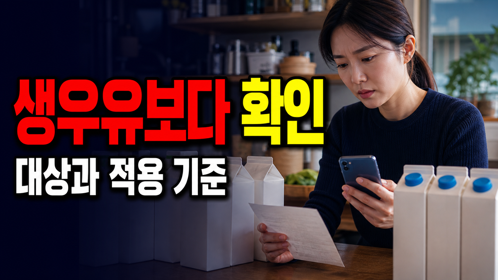 생우유보다 싸 보이는 멸균우유, 1팩 가격보다 먼저 볼 숫자 관련 핵심 정보를 상징적으로 보여주는 썸네일 이미지