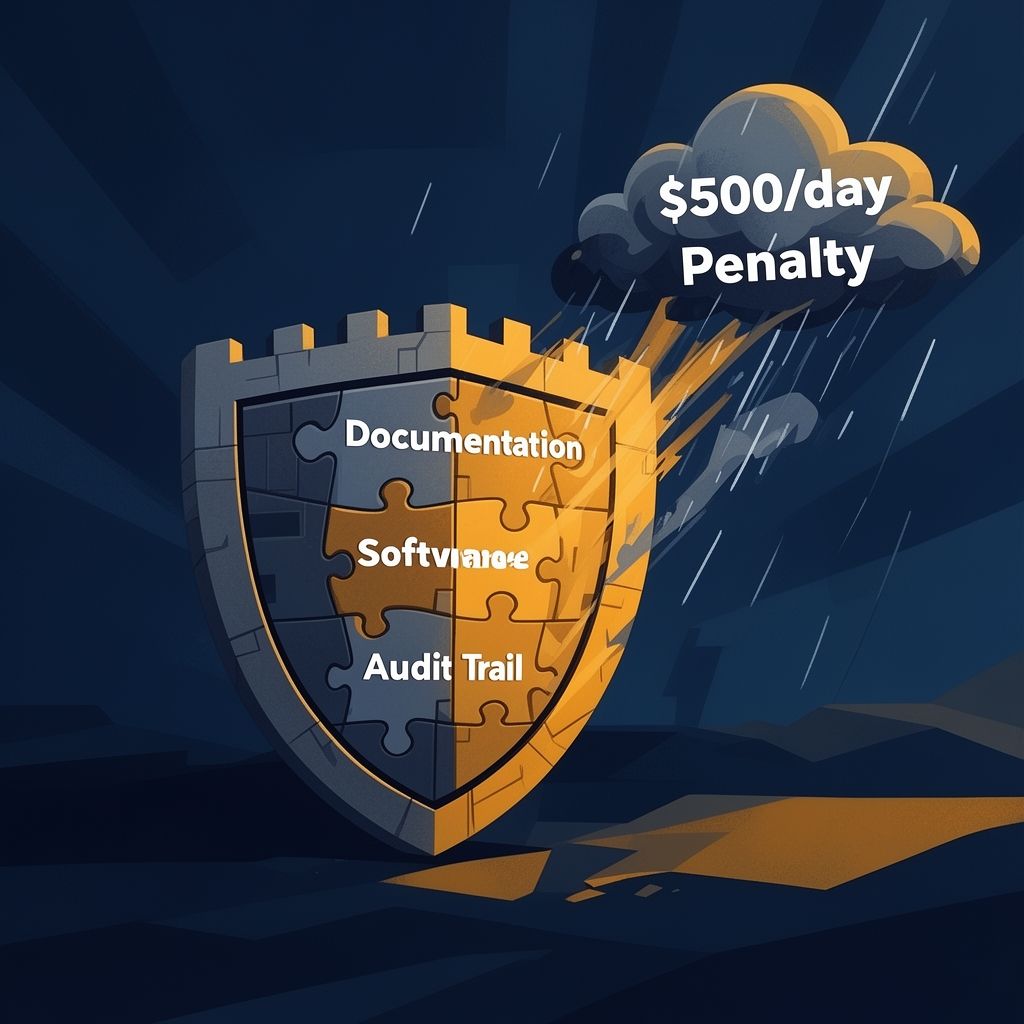 Conceptual illustration of building a compliance shield against CTA penalties