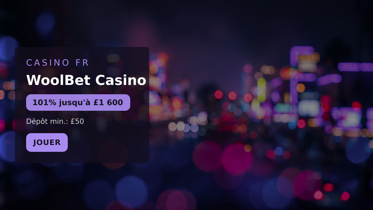WoolBet Casino — bonus de bienvenue 101% jusqu'à £1 600 + 101 FS, paiements: Visa, Mastercard, Skrill, Interac, Apple Pay