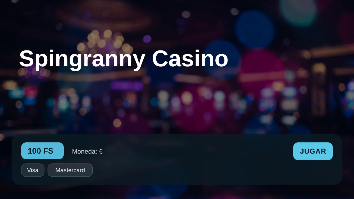 Spingranny Casino — bono de bienvenida 100% hasta 1.500€ + 100 FS, pagos: Visa, Mastercard, Skrill, Paysafecard, Pix Spingranny Casino — bono de bienvenida 100% hasta 1.500€ + 100 FS, pagos: Visa, Mastercard, Skrill, Paysafecard, Pix