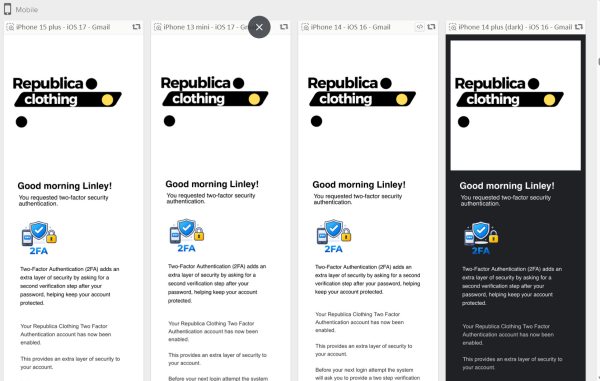E-commerce product grid email design preview