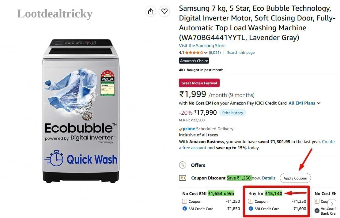 Samsung 7kg 5 – Just ₹15140 | Best Deal