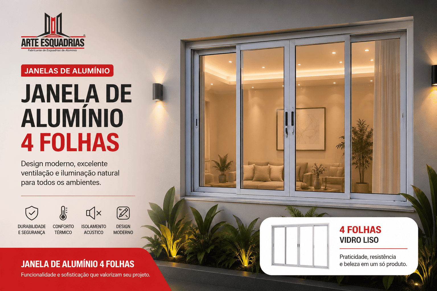 Janela de Alumínio 4 Folhas
