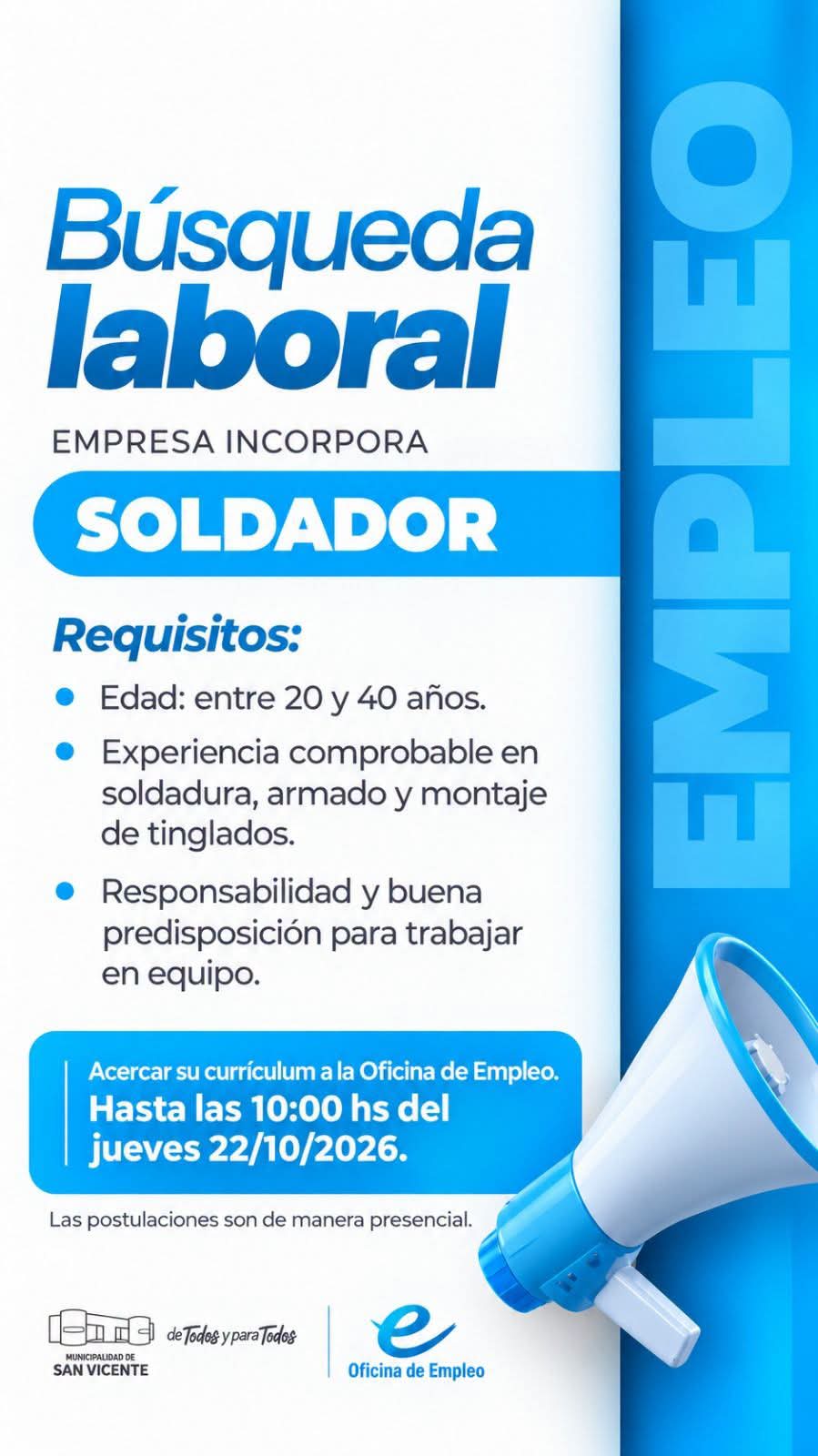 Se Busca Soldador en San Vicente