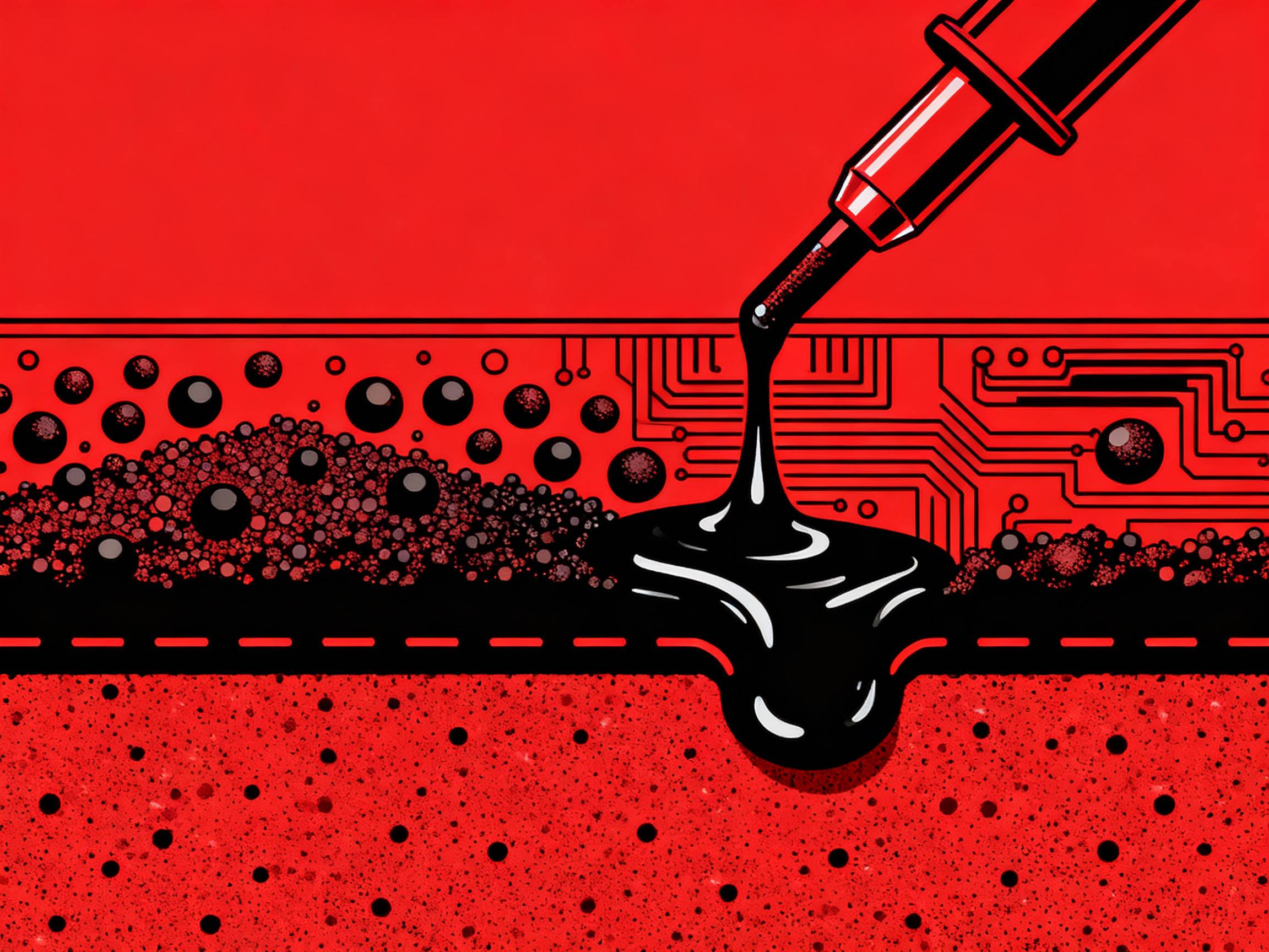 Cross-section of solder paste with alloy powder and flux medium.