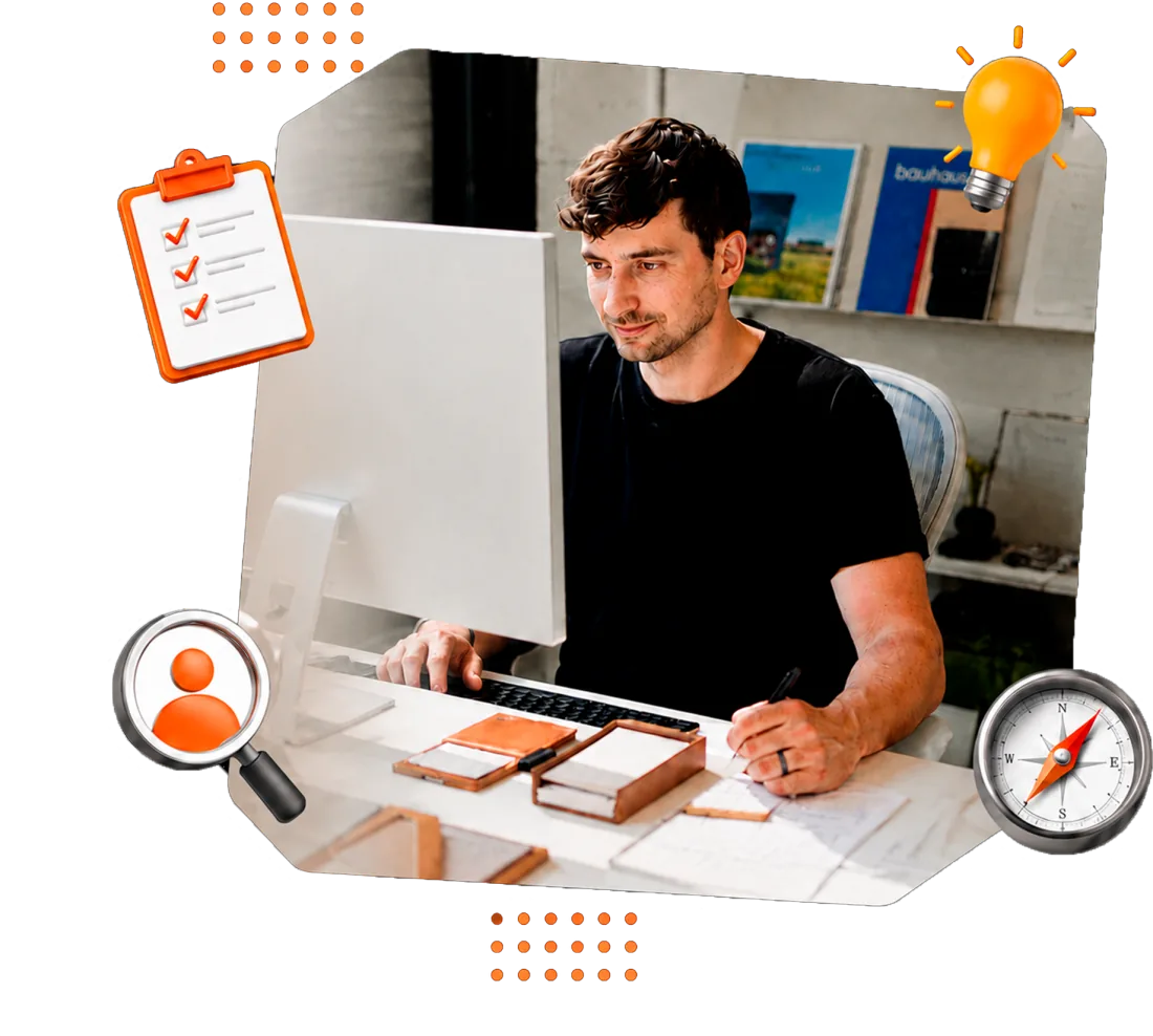 Estudante fazendo o teste vocacional no computador