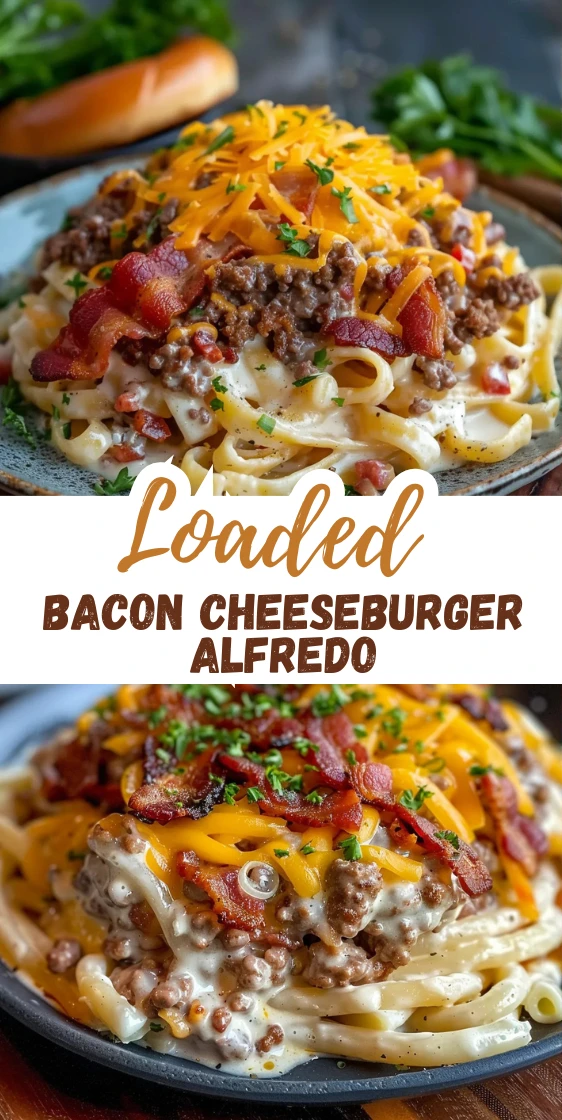 Loaded Bacon Cheeseburger Alfredo Pasta – Creamy Comfort Food