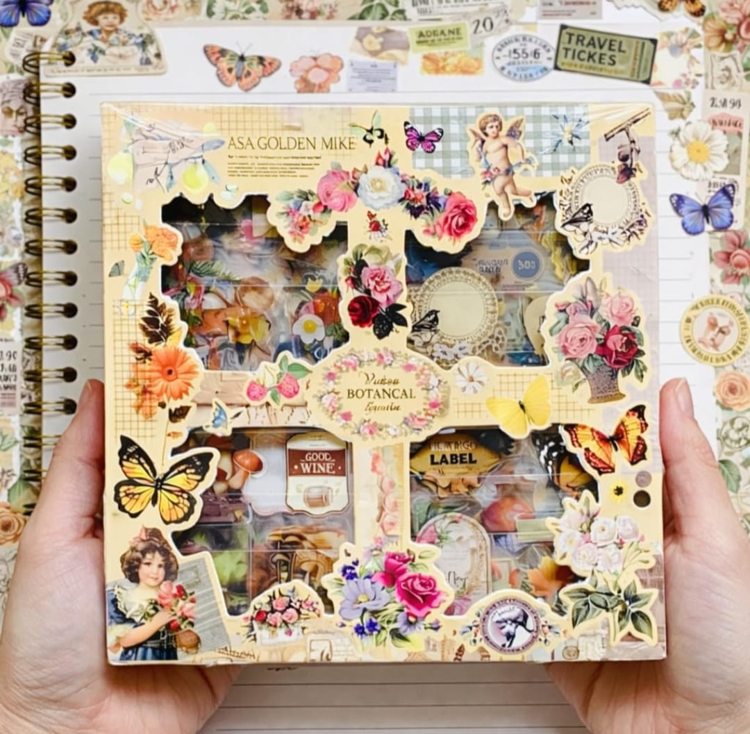 Vintage Botanical Scrapbooking Sticker Box Set
