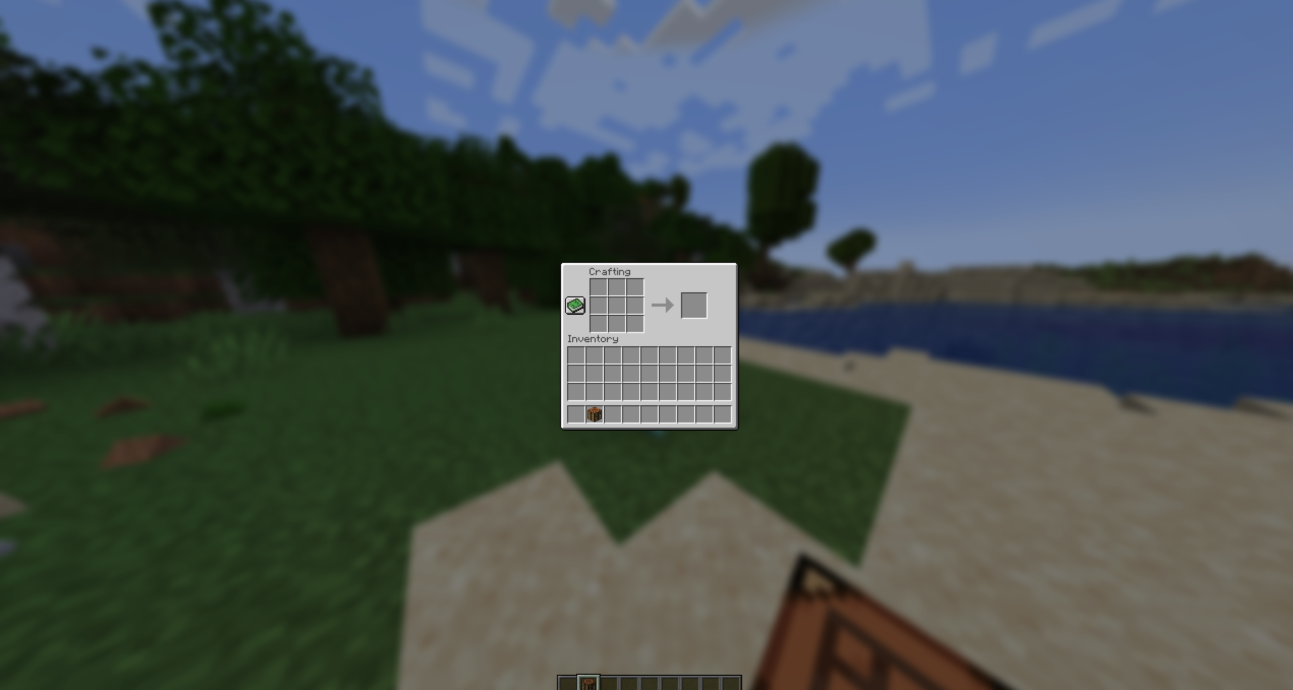 Crafting menu ui with blurred background