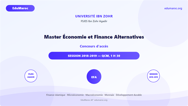 Master Économie et Finance Alternatives — FSJES Ibn Zohr Agadir 2018-2019