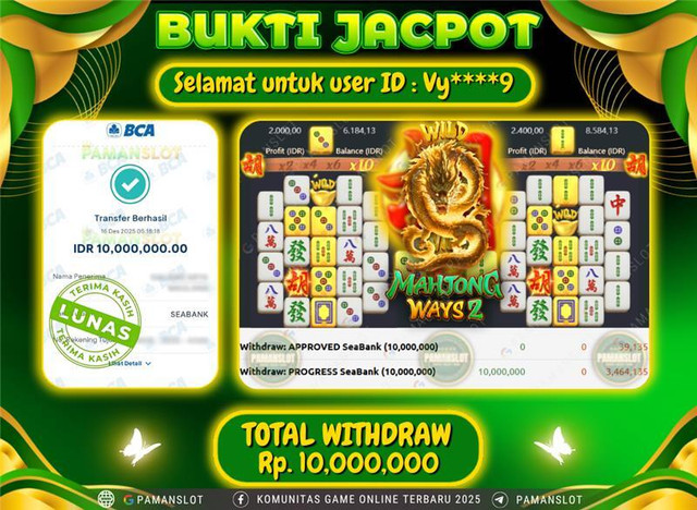 PAMANSLOT JACKPOT Game PG - Mahjong Ways Rp.10,000,000- LUNAS