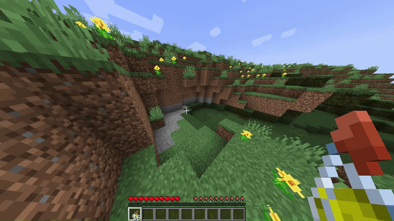 a player throwing a Splash Potion of Holiness at a patch of Infected Blocks
