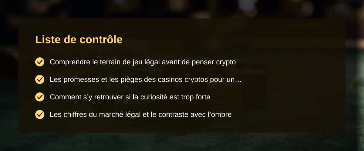 Crypto casino : mon canapé, mon café froid et les questions qui restent — Liste de contrôle