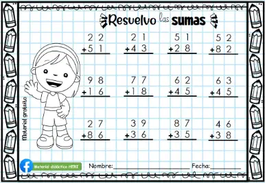 Ejercicios para practicar las sumas llevando