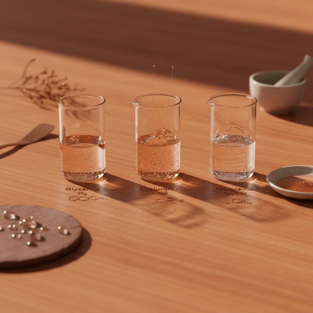 Skincare ingredient comparison and formulation scene