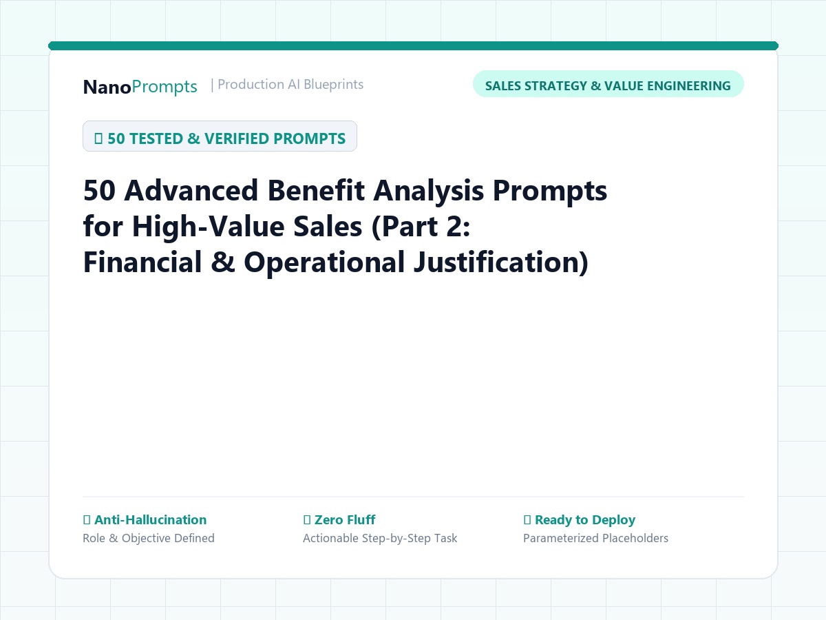 50 Advanced Benefit Analysis Prompts for High-Value Sales (Part 2: Financial & Operational Justification)