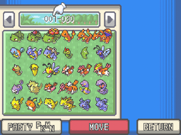 My living dex in Pokemon HeartGold
