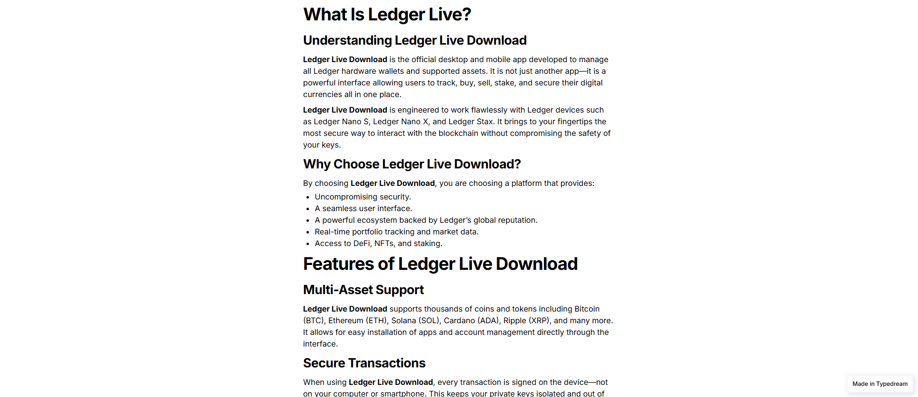 Stored capture of ledger-download-web-sso.typedream.app