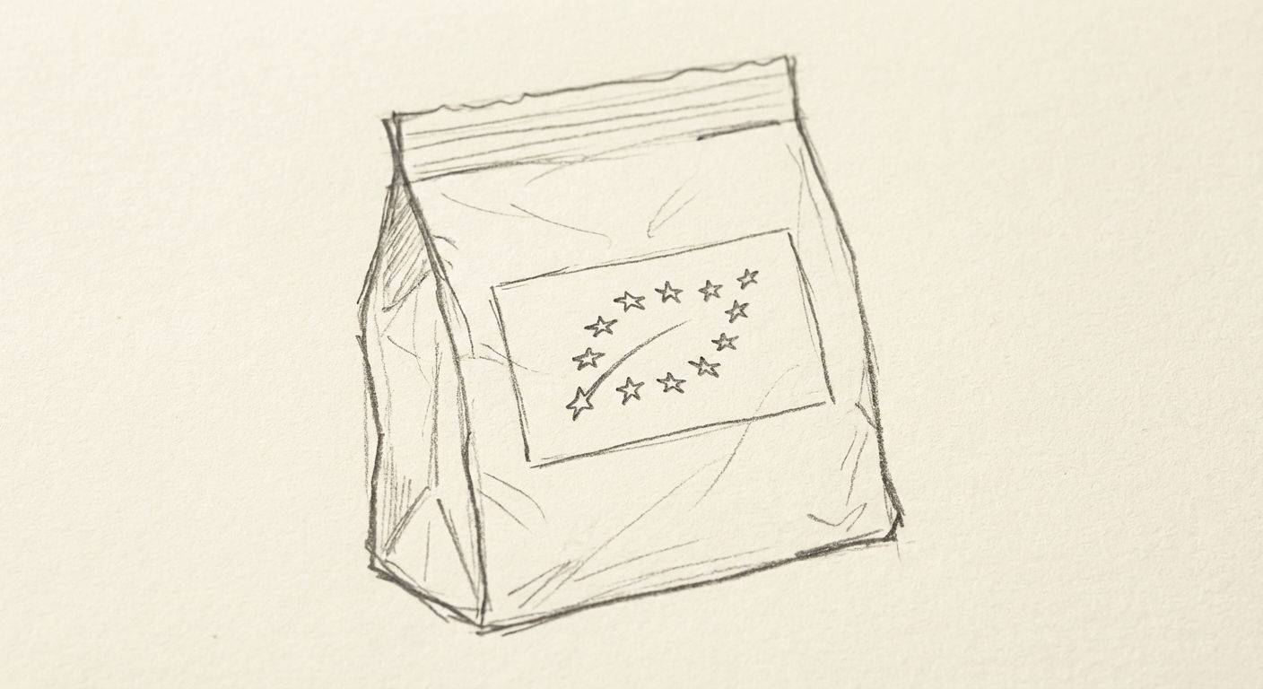 Oatmeal package with eu organic logo.