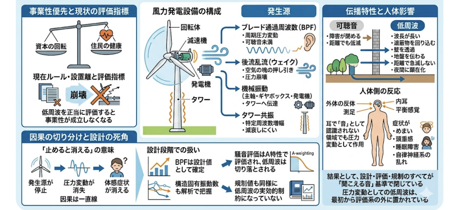構造的黙認: 設計・施工側は「基準値内である」という一点において免責を主張しますが、その「基準」自体が実態を反映していないことを知りながら運用を続けています。