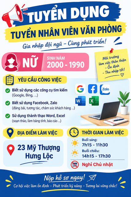 Tuyển NV VP