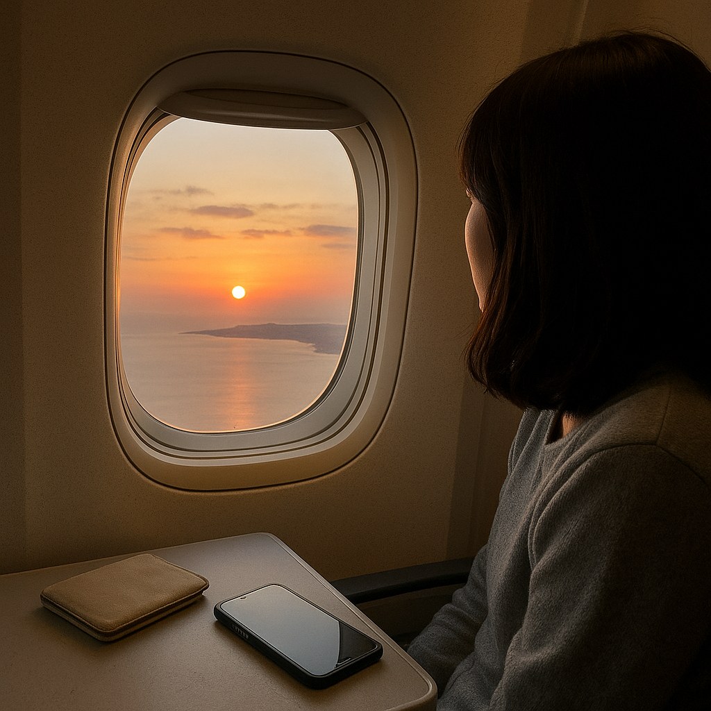 jeju island sunset flight window