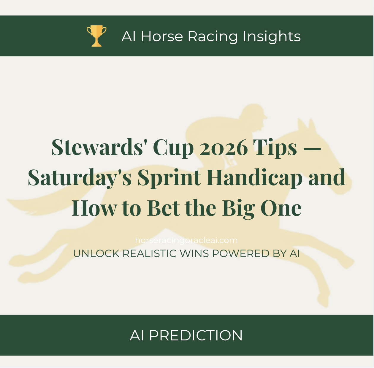 Stewards' Cup 2026 Tips — Saturday's Sprint Handicap and How to Bet the Big One