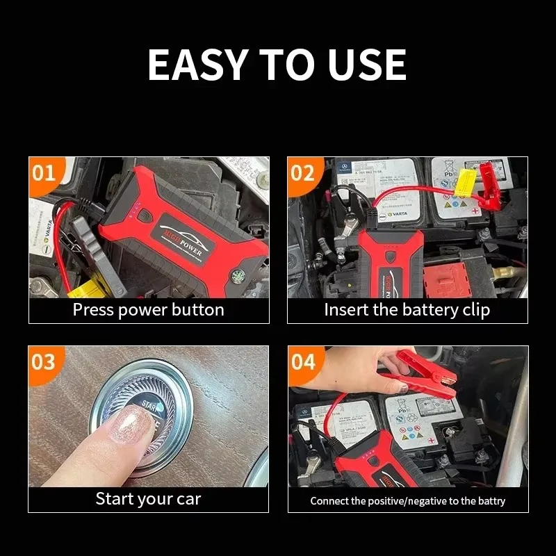 Portable jump starter and air compressor full view