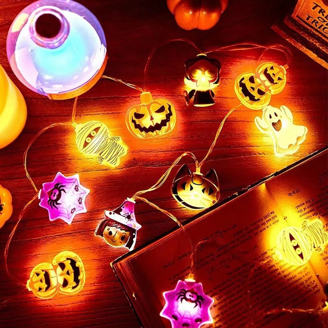 Halloween LED String Lights Pumpkin Ghost Spider Web