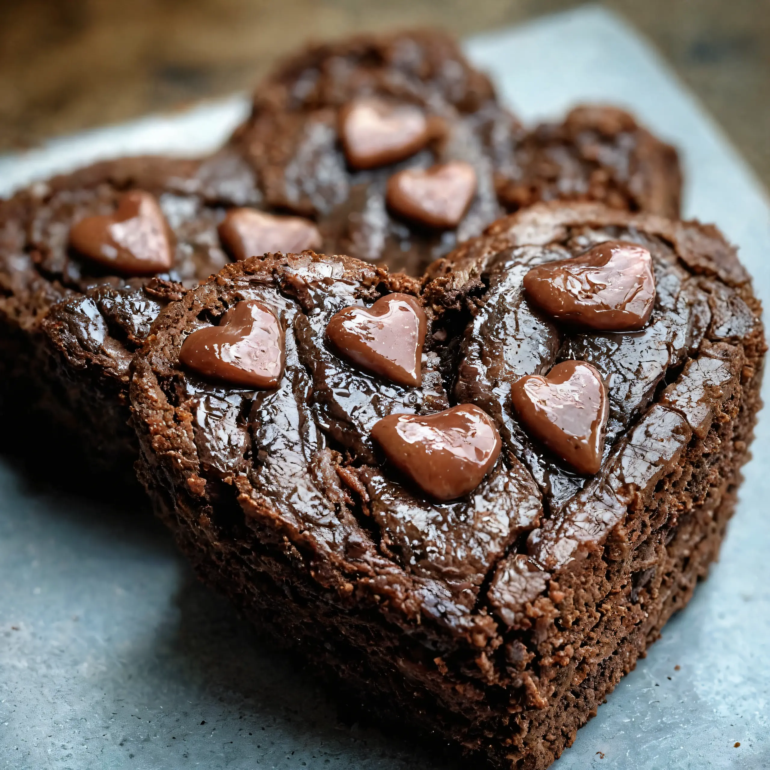 Herzförmige Brownies mit Schokolade
