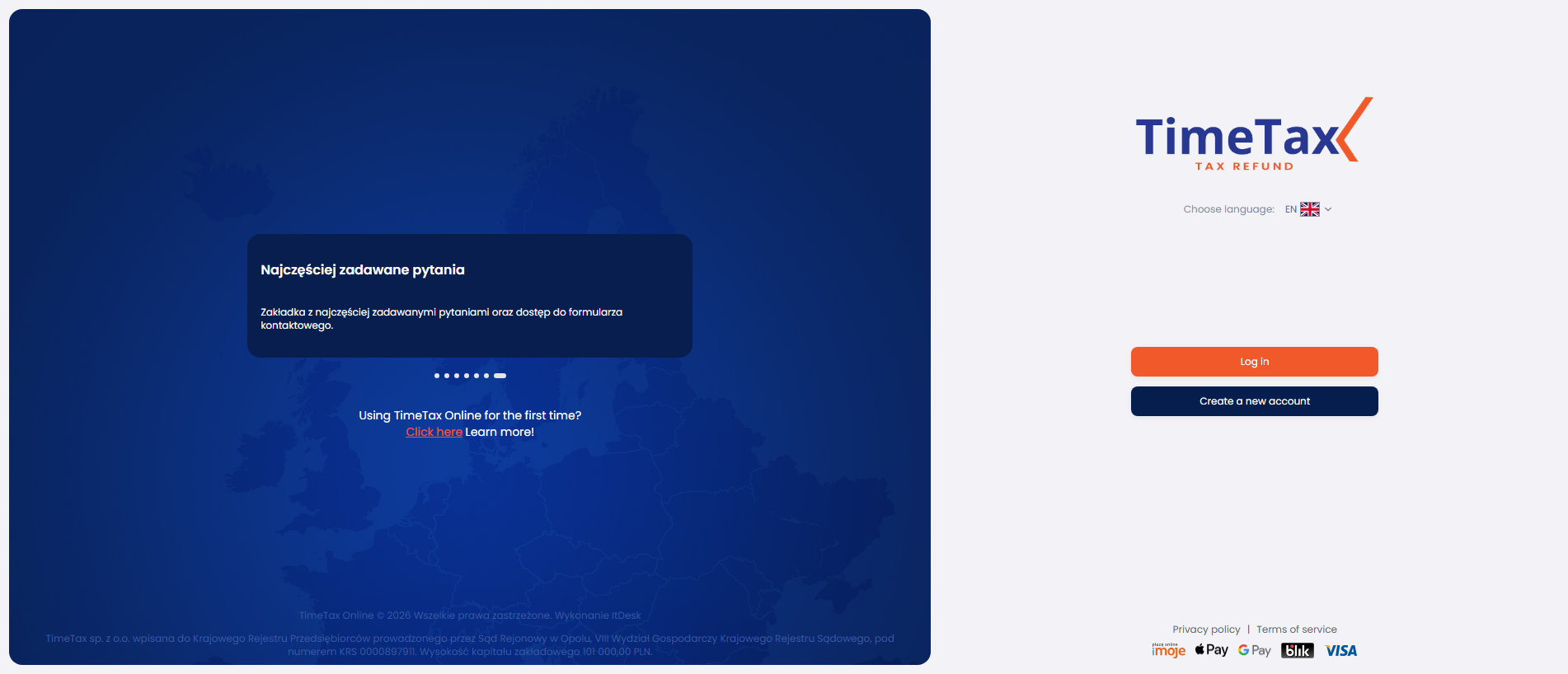 Screenshot of online.timetax.pl