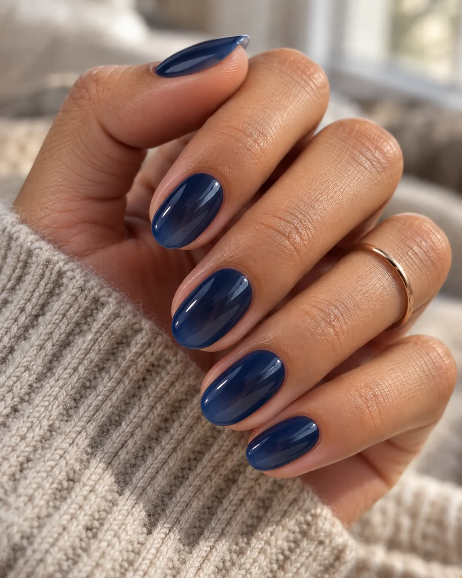 Navy Jelly Wash manicure inspiration for blue nail ideas