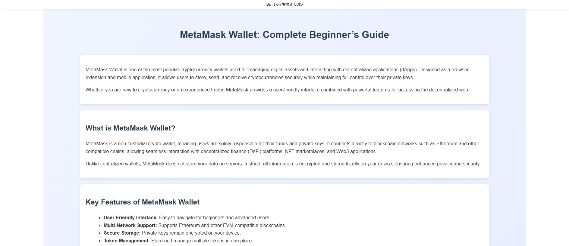 Stored capture of metawallet.wixstudio.com