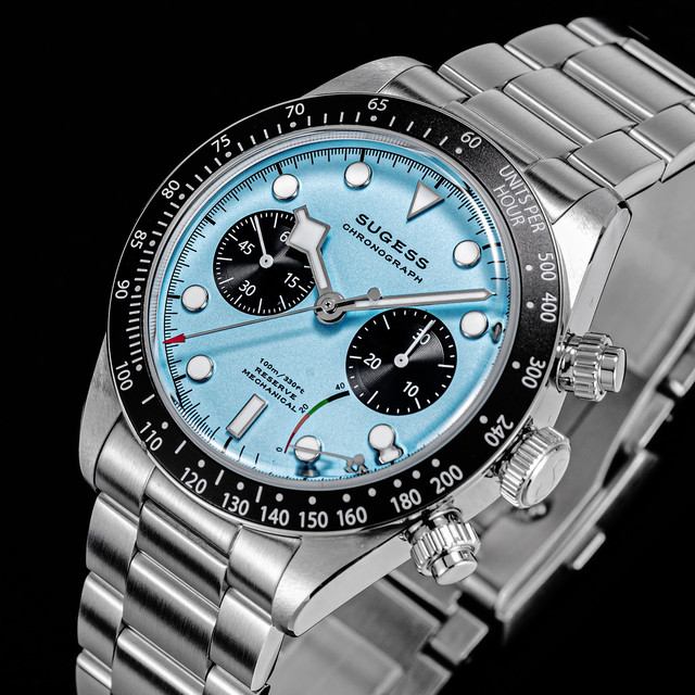 Seagull Sugess ST1907 Panda 41mm Blue Power Indicator Chronograph