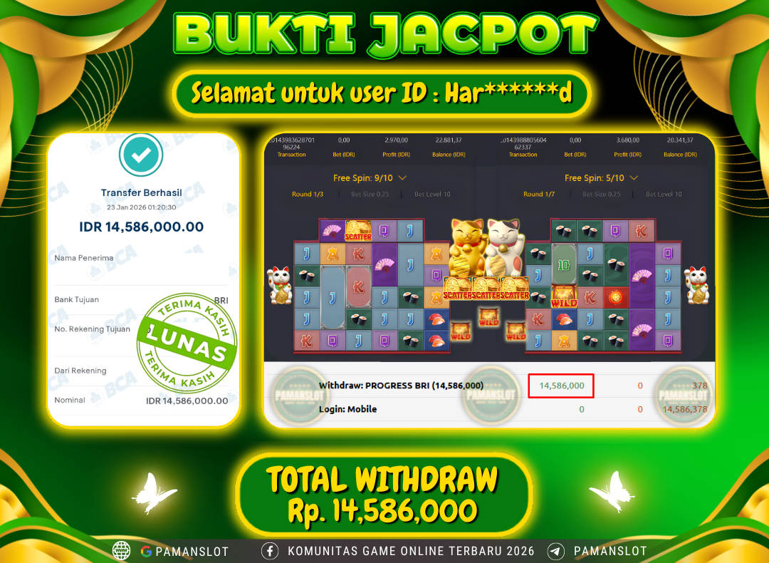 PAMANSLOT JACKPOT Game PG - lucky-neko! Rp.14,586,000- LUNAS