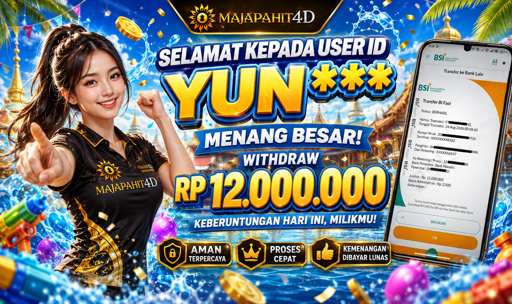 MAJAPAHIT4D JACKPOT SONGKRAN SPLASH Rp.12.000.000.,- LUNAS