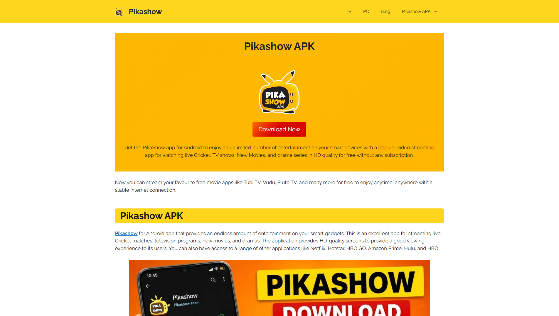 Stored capture of pikashowstv.org