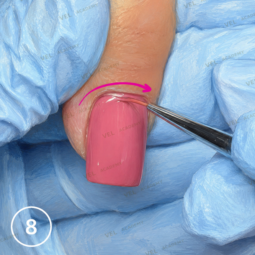 Pushing colour toward cuticle and smoothing surface final step