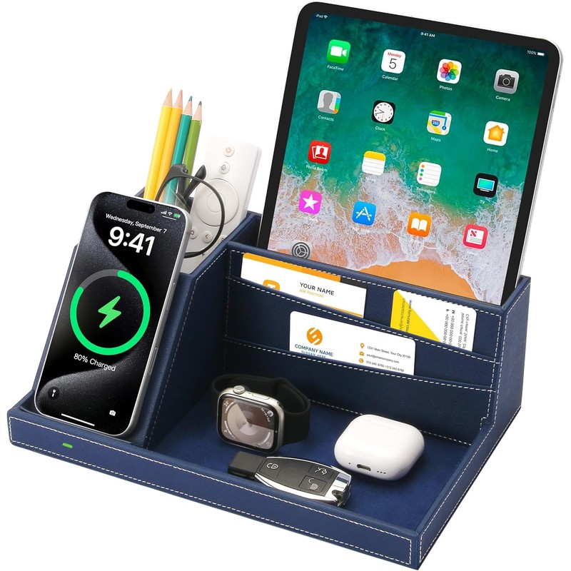 Wireless Charging Desk & Nightstand Organizer